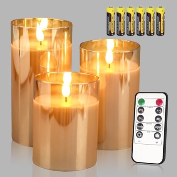 Stylish Glass Flameless LED Candles with Remote and Timer