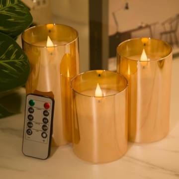 Stylish Glass Flameless LED Candles with Remote and Timer