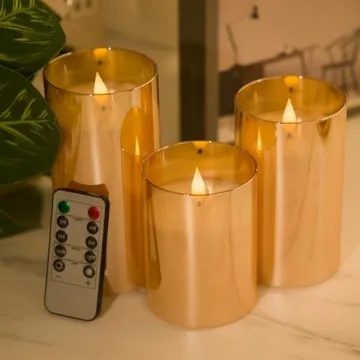 Stylish Glass Flameless LED Candles with Remote and Timer