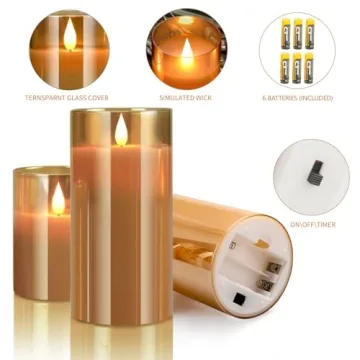Stylish Glass Flameless LED Candles with Remote and Timer