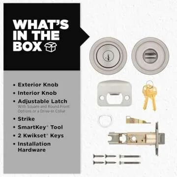 Kwikset Tylo Entry Door Knob with Lock and Key, Secure Keyed Handle Exterior, Front Entrance and Bedroom, Satin Nickel, Pick Resistant SmartKey Rekey Security and Microban