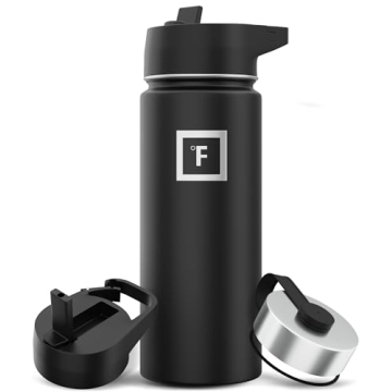 IRON °FLASK Camping & Hiking Hydration Flask with 3 Lids - Stainless Steel, Double Walled & Vacuum ...