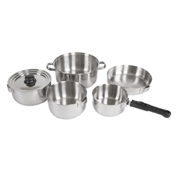 Stansport 7-Piece Stainless Steel Cook Set for Campers