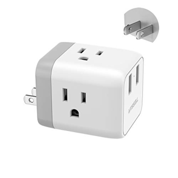 TESSAN 2 to 3 Prong Adapter, 3 Outlets with 2 USB Charging Ports, Multi Plug Outlet Extender Splitte...