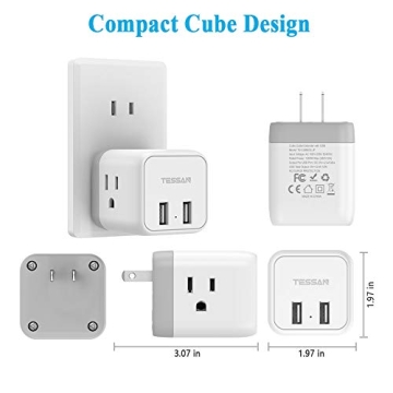 TESSAN Travel Adapter with 3 Outlets and USB Ports
