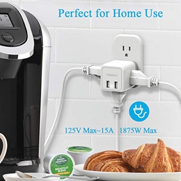 TESSAN Travel Adapter with 3 Outlets and USB Ports