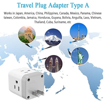 TESSAN Travel Adapter with 3 Outlets and USB Ports