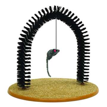Pet Parade Self-Grooming Playtime Cat Arch - Prevents Hairballs & Controls Shedding - Includes Hangi...