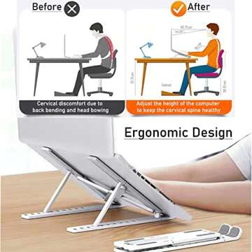 BETION Laptop Stand, Computer Stand Adjustable Notebook Stand, Portable Foldable 10 Angles Anti-Slip...
