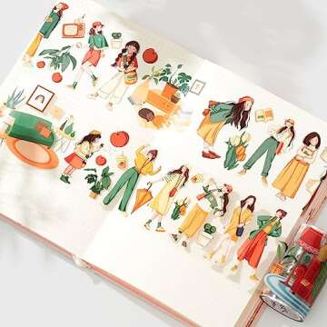 WT Moments Wide PET Tape, Transparent Clear Tape, Original Designs, Characters Girls Decorative Craft Tapes, DIY Journal Scrapbook Bujo Planner Supplies, Watercolor Adhesive Tape