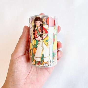 WT Moments Wide PET Tape, Transparent Clear Tape, Original Designs, Characters Girls Decorative Craft Tapes, DIY Journal Scrapbook Bujo Planner Supplies, Watercolor Adhesive Tape