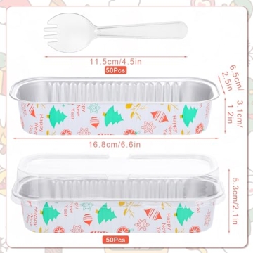 ylnurac Mini Cake Pans with Lids Set 50 Pack 6.8Oz