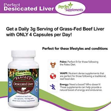 Perfect Supplements – Perfect Desiccated Liver – 120 Capsules – Undefatted Beef Liver – Natural Source of Protein, Iron, Vitamins A & B – 2 Pack