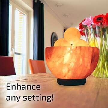 UMAID Natural Himalayan Rock Sea Salt Lamp Bowl With 6 Heated Salt Massage balls, Stylish Wood Base, Bulb With Dimmable Switch UL-Listed Cord