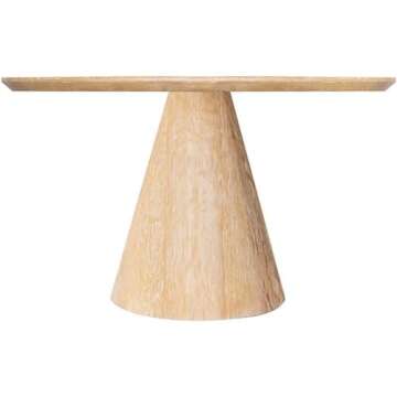 Meridian Furniture 877-T Linette Collection Mid-Century Modern Solid Acacia Wood Dining Table, 52" W x 52" D x 30" H