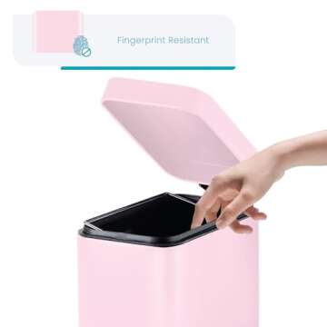 Compact 1.3 Gallon Bathroom Trash Can with Lid