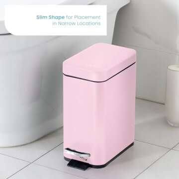 Compact 1.3 Gallon Bathroom Trash Can with Lid