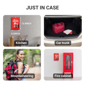 2025 Emergency Fire Blanket, Fire Extinguisher Blanket, Fire Suppression Blanket, Flame Retardant Blanket Fire Safety Blanket for Home, Kitchen, School, Grill, Car, Office, Warehouse(40” x 40”)