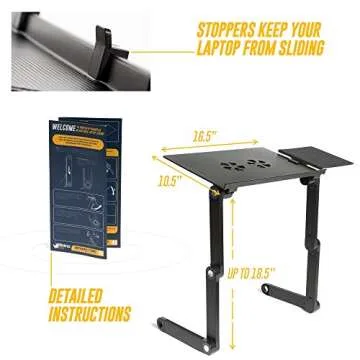 Adjustable Laptop Stand - Use It as a Foldable Standing Desk at The Office, Portable Computer Holder for Writing, Cozy Desk in Bed or on The Sofa - Laptop Table with Cooling Fans - Great as a Gift