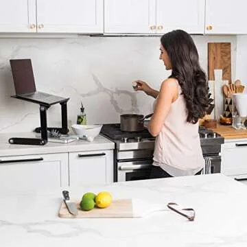 Adjustable Laptop Stand - Use It as a Foldable Standing Desk at The Office, Portable Computer Holder for Writing, Cozy Desk in Bed or on The Sofa - Laptop Table with Cooling Fans - Great as a Gift