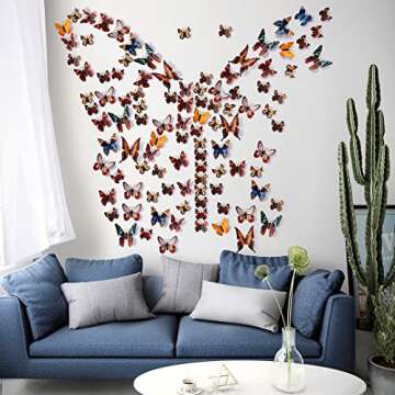 LiveGallery 72 PCS Brown Removable 3D DIY Beautiful Butterfly Wall Decals Colorful Butterflies Art Decor Wall Stickers Murals for Kids Baby Boy Girls Bedroom Classroom Offices (Brown)