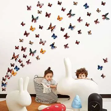 LiveGallery 72 PCS Brown Removable 3D DIY Beautiful Butterfly Wall Decals Colorful Butterflies Art Decor Wall Stickers Murals for Kids Baby Boy Girls Bedroom Classroom Offices (Brown)