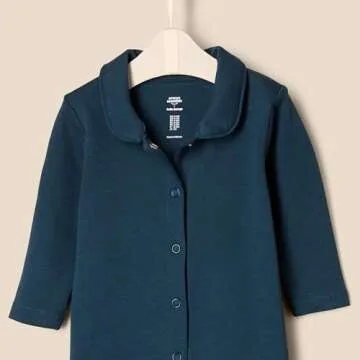 Amazon Essentials x Sofia Grainge Unisex Babies' Sleep and Play Bodysuit, Pack of 2, Ivory/Navy, Newborn