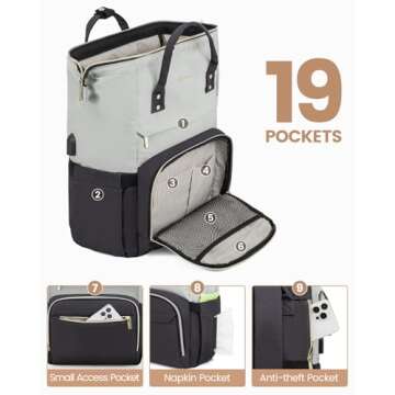 LOVEVOOK Laptop Backpack for Women, Fashion Work Computer Backpacks Purse, Travel Bags Doctor Nurse Backpack with USB Port, Carry on Backpack fits 15.6-Inch Laptop, Light Grey-Dark Grey