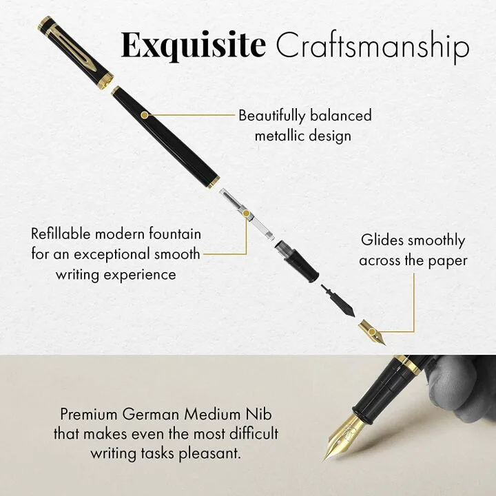 Wordsworth & Black Fountain Pen Set with Ink Cartridges