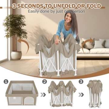 Foldable Baby Playpen 50"×50" - Portable Indoor & Outdoor Playard with Ocean Balls