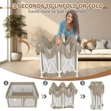 Foldable Baby Playpen 50"×50" - Portable Indoor & Outdoor Playard with Ocean Balls