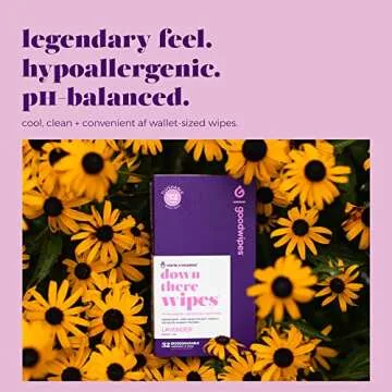 Goodwipes Flushable Down There Feminine Hygiene Wipes, Lavender Scent, Individually Wrapped, Perfect for Travel, Flushable, PH Balanced and Hypoallergenic, 32 Individually Wrapped Wipes (2 Pack)
