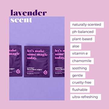 Goodwipes Flushable Down There Feminine Hygiene Wipes, Lavender Scent, Individually Wrapped, Perfect for Travel, Flushable, PH Balanced and Hypoallergenic, 32 Individually Wrapped Wipes (2 Pack)