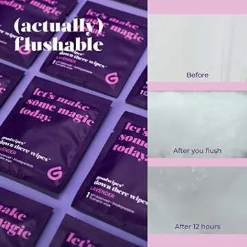Goodwipes Flushable Down There Feminine Hygiene Wipes, Lavender Scent, Individually Wrapped, Perfect for Travel, Flushable, PH Balanced and Hypoallergenic, 32 Individually Wrapped Wipes (2 Pack)