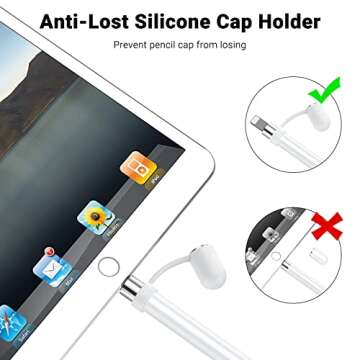 Apple Pencil Cap 1st Generation Magnetic iPencil Replacement for Apple Pen Top Stylus Cover AntiFall Silicone Holder for iPad Pro 10.5" 12.9" 9.7" for iPad 10 9 8 7 6 Air 3 Mini 5th White