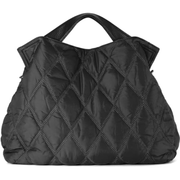 Lightweight Quilted Puffer Tote Bag for Women, Shoulder Bag with Adjustable Straps, Large Capacity P...