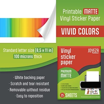 JOYEZA Premium Vinyl Sticker Paper, Waterproof & Versatile