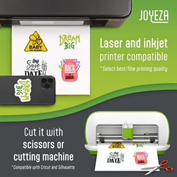 JOYEZA Premium Vinyl Sticker Paper, Waterproof & Versatile