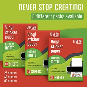 JOYEZA Premium Vinyl Sticker Paper, Waterproof & Versatile