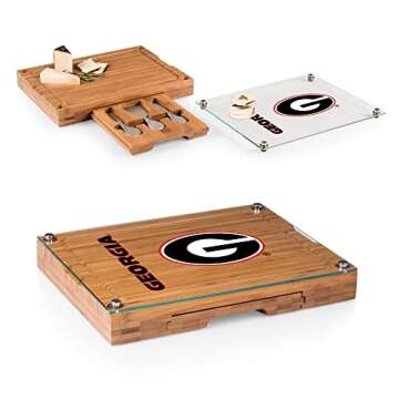 PICNIC TIME NCAA Georgia Bulldogs Concerto Glass Top Cheese Board and Knife Set - Charcuterie Board ...