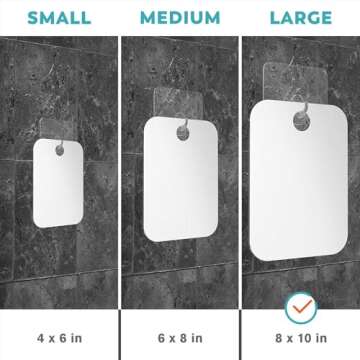HONEYBULL Shower Mirror Fogless for Shaving - Flat Anti Fog Mirror with Razor Holder for Shower, Mirrors, Shower Accessories, Bathroom Mirror & Accessories, Holds Razors for Men (Large 8x10in)