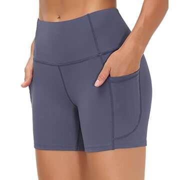 THE GYM PEOPLE High Waist Yoga Shorts for Women Tummy Control Fitness Athletic Workout Running Short...