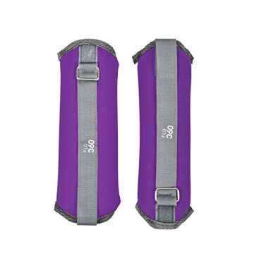 FLO360 Fitness Ankle/Wrist Weights with Adjustable Strap 5lbs (1 Pair) for Exercising Purple