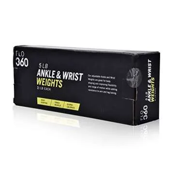 FLO360 Fitness Ankle/Wrist Weights with Adjustable Strap 5lbs (1 Pair) for Exercising Purple