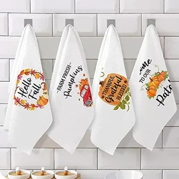 Vansolinne Fall Kitchen Towels - 4-Pack Functional Decor