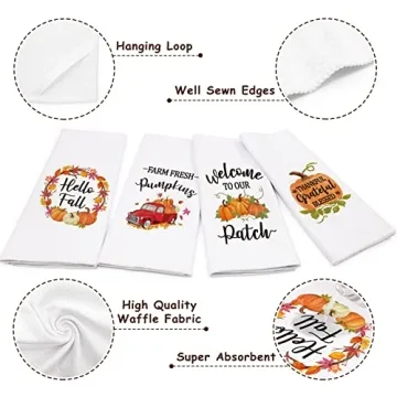Vansolinne Fall Kitchen Towels - 4-Pack Functional Decor