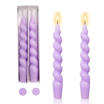 Gedengni Spiral Taper Candle Purple Candlesticks - Elegant Lavender Twisted Candles for All Occasion...