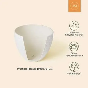 LA JOLIE MUSE 14.2/11.3/8.6 Inch Planters,Indoor/Outdoor White Planters Set of 3,Plant Container with Drain Holes,Flower Pots for Patio and Deck