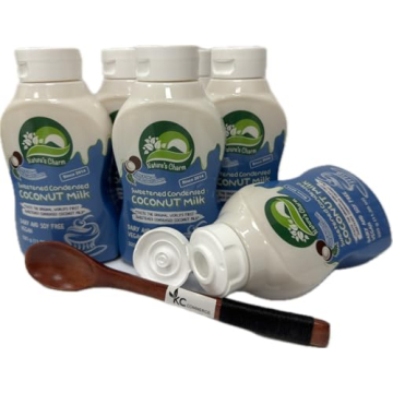 Nature's Charm Sweetened Condensed Coconut Milk, Vegan & Dairy-Free Delight in Squeeze Bottle