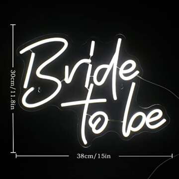 Gamerneon Bride to be Neon Signs White LED Neon Lights for Wall Decor Wedding USB Neon Light Signs f...